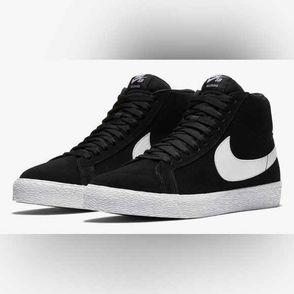 Nike SB Zoom Blazer Mid sneakers high-tops lace-up black white simple classic - Picture 1 of 12